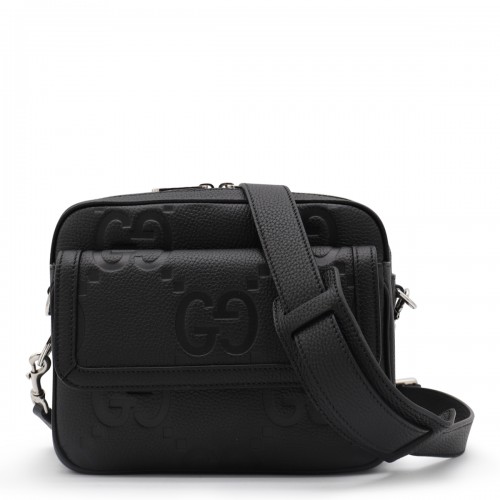 BLACK LEATHER CROSSBODY BAG