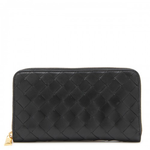 BLACK GOLD LEATHER INTRECCIATO WALLET