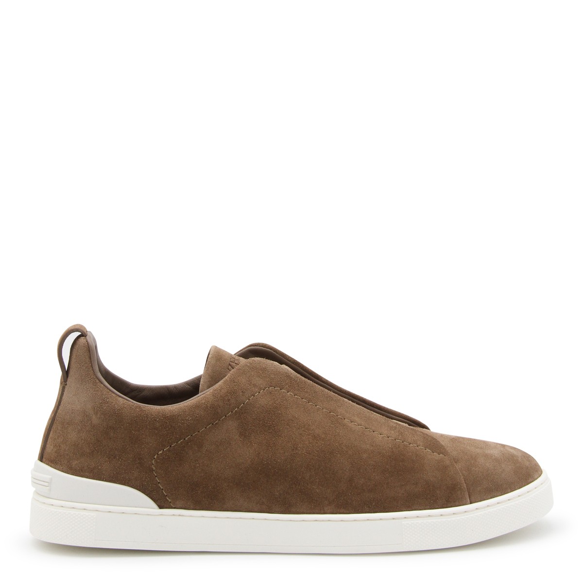 BROWN SUEDE SLIP ON SNEAKERS