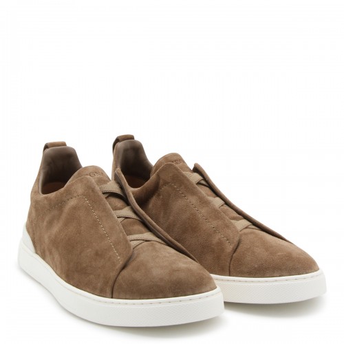 BROWN SUEDE SLIP ON SNEAKERS