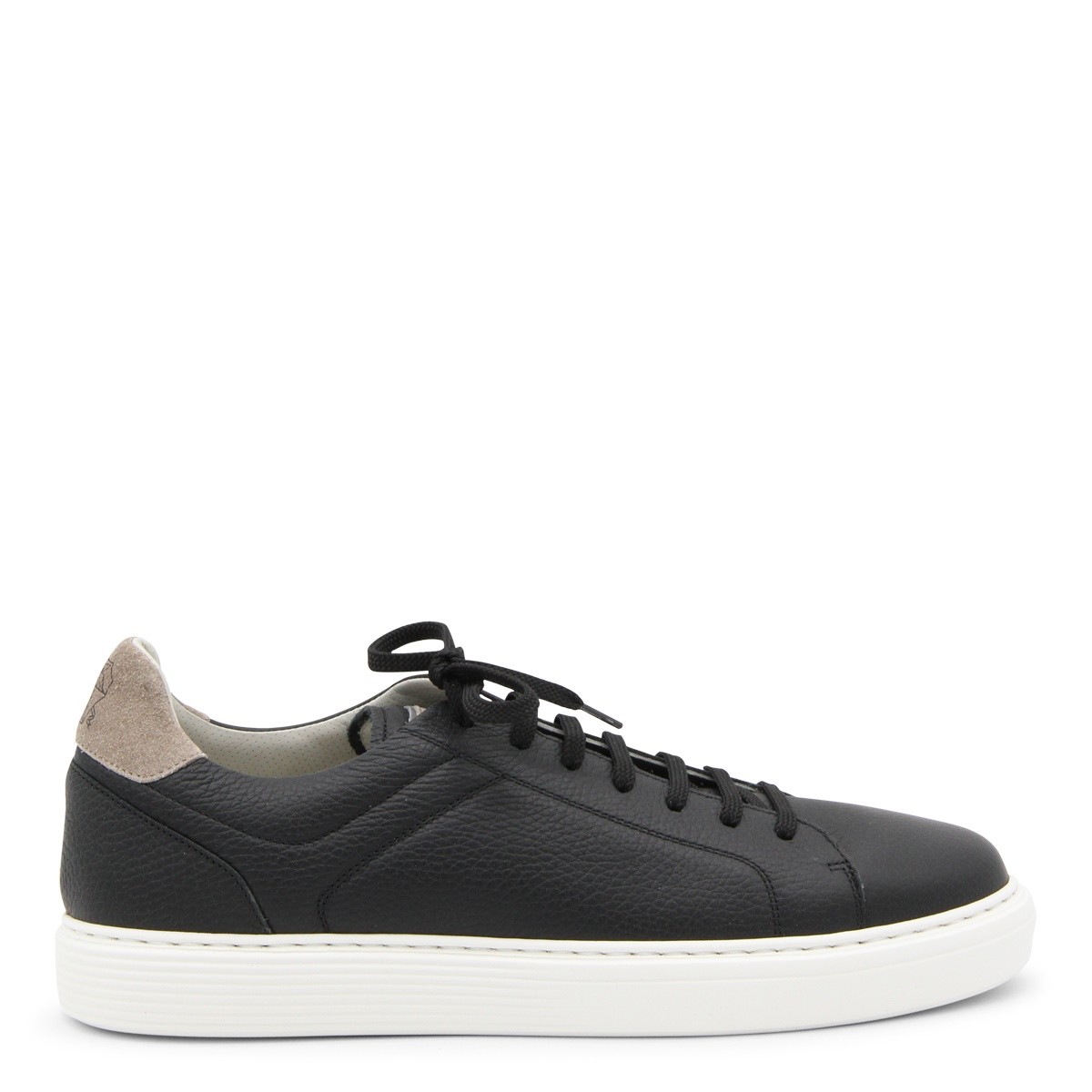 BLACK LEATHER AND BEIGE SUDE SNEAKERS