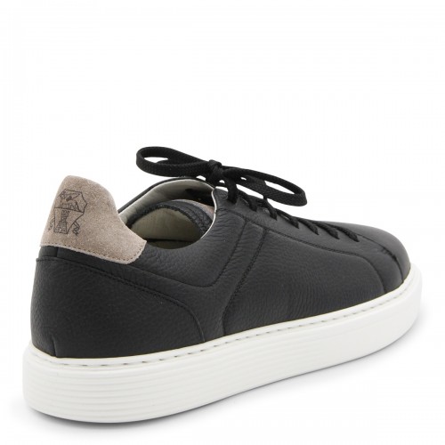 BLACK LEATHER AND BEIGE SUDE SNEAKERS