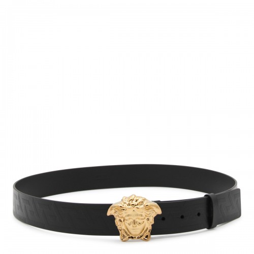 BLACK LEATHER MEDUSA BELT