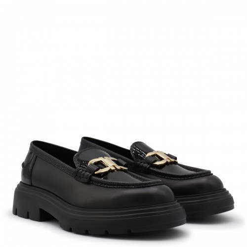 BLACK LEATHER LOAFERS