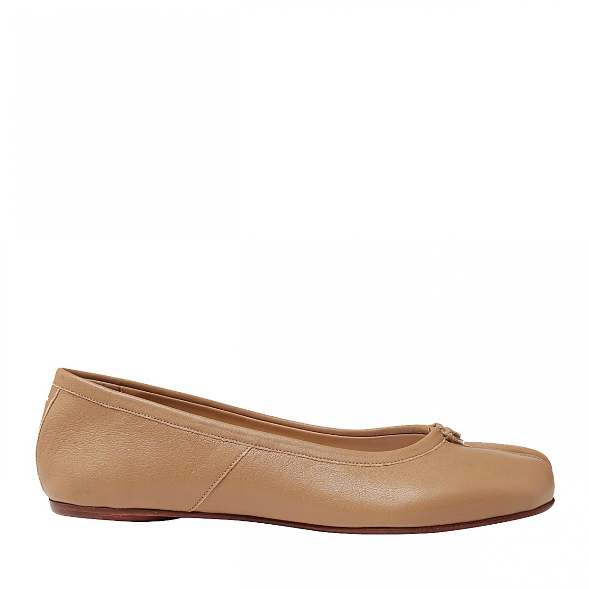 NUDE LEATHER TABI FLATS 