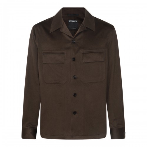 BROWN WOOL CASUAL JACKET