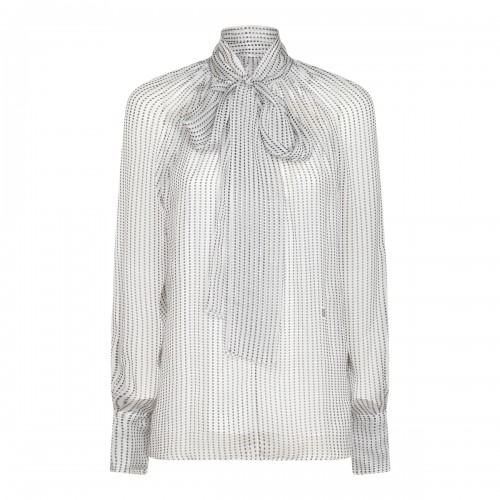 WHITE AND GREY SILK SHIRT