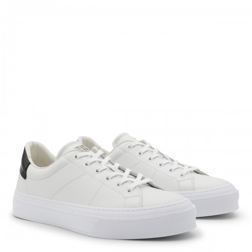 WHITE AND BLACK LEATHER SNEAKERS