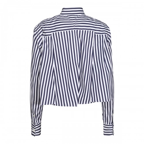 WHITE AND NAVY COTTON SHIRT