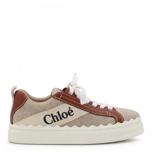 WHITE AND BROWN CANVAS LAUREN SNEAKERS