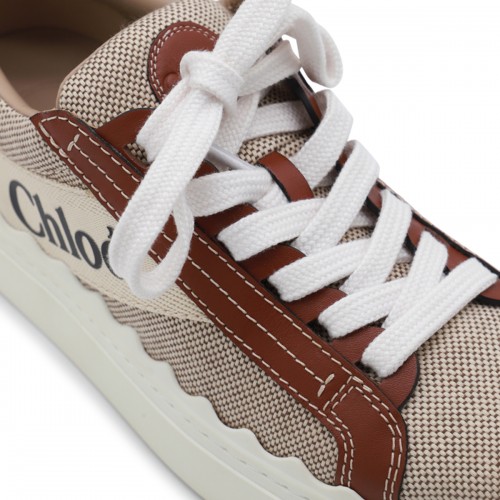 WHITE AND BROWN CANVAS LAUREN SNEAKERS