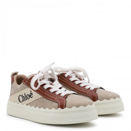 WHITE AND BROWN CANVAS LAUREN SNEAKERS