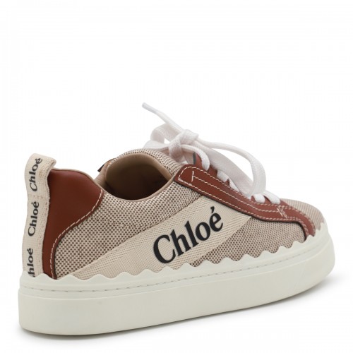 WHITE AND BROWN CANVAS LAUREN SNEAKERS