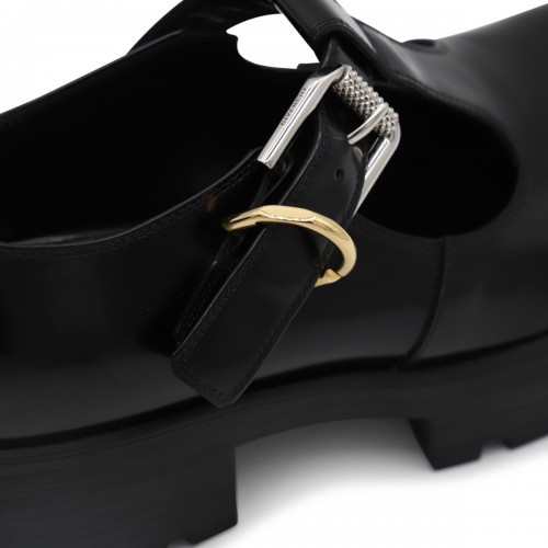 BLACK LEATHER SANDALS