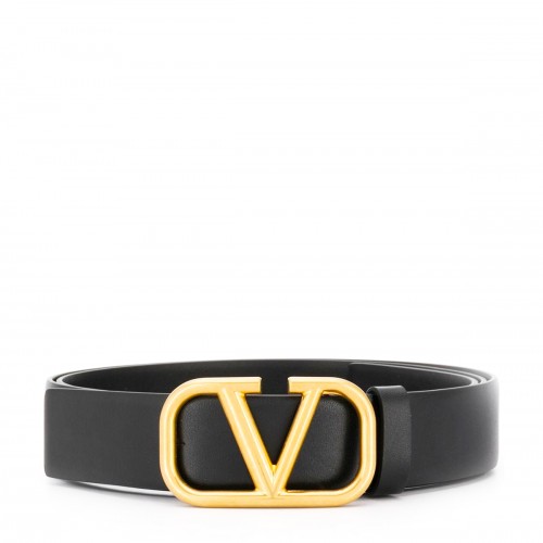 BLACK AND GOLD LEATHER BELT