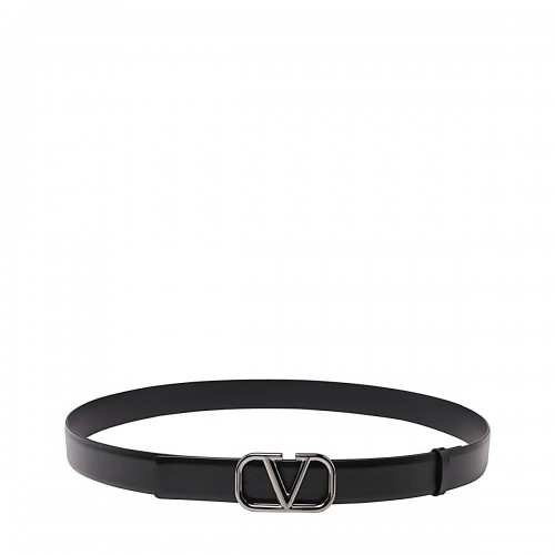 BLACK AND SILVER LEATHER BELT