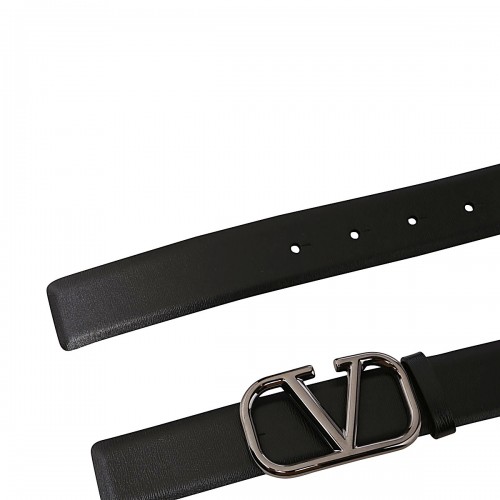 BLACK AND SILVER LEATHER BELT