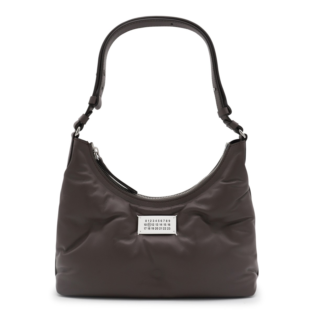 DARK GREY LEATHER GLAM SLAM HOBO SMALL SHOULDER BAG