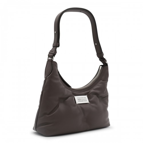 DARK GREY LEATHER GLAM SLAM HOBO SMALL SHOULDER BAG