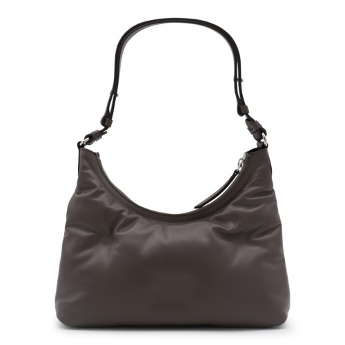 DARK GREY LEATHER GLAM SLAM HOBO SMALL SHOULDER BAG