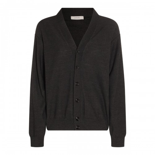 DARK GREY WOOL BLEND CARDIGAN