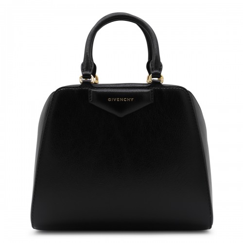 BLACK LEATHER ANTIGONA CUBE TOP HANDLE BAG