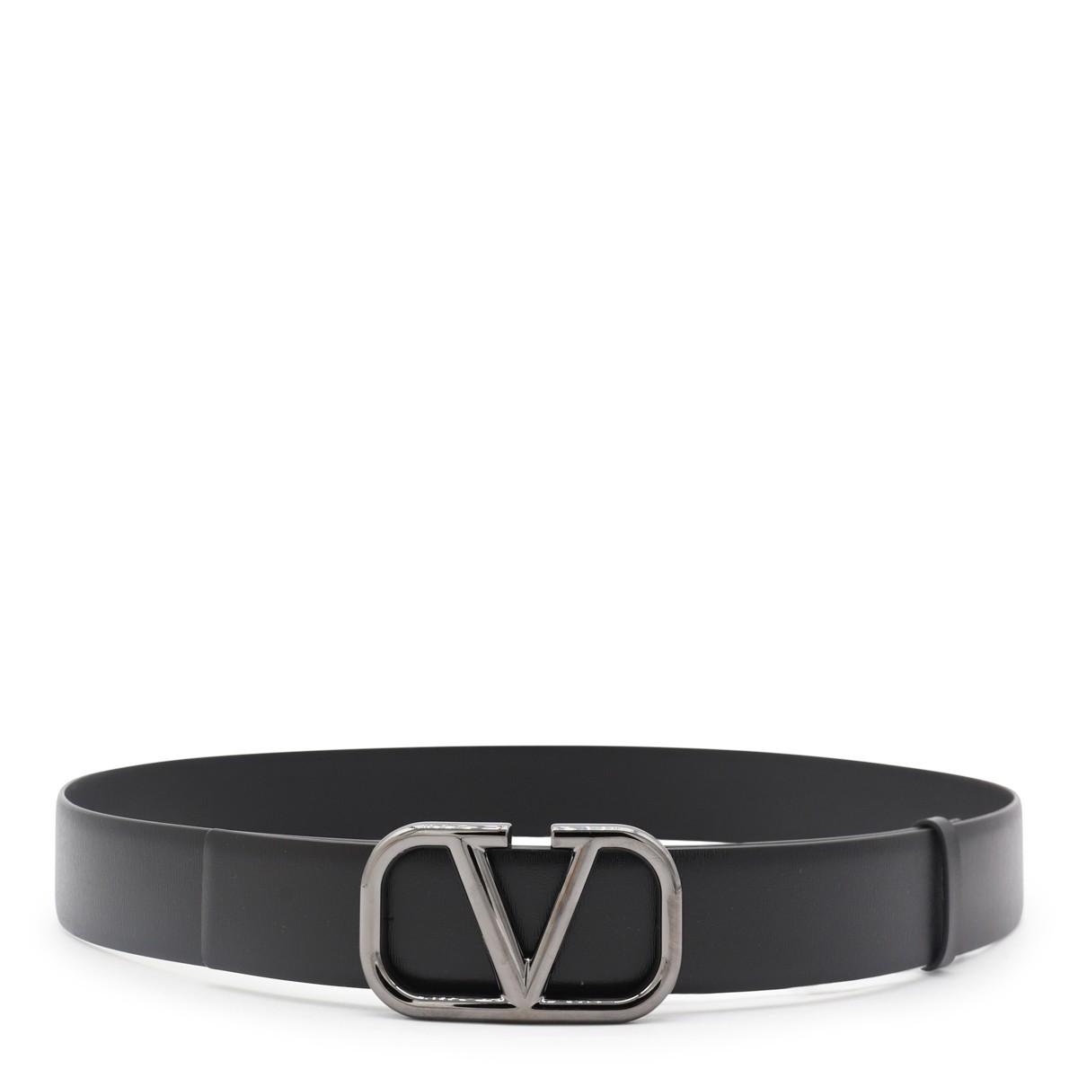 BLACK AND SILVER LEATHER BELT