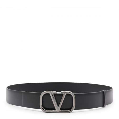 BLACK AND SILVER LEATHER BELT