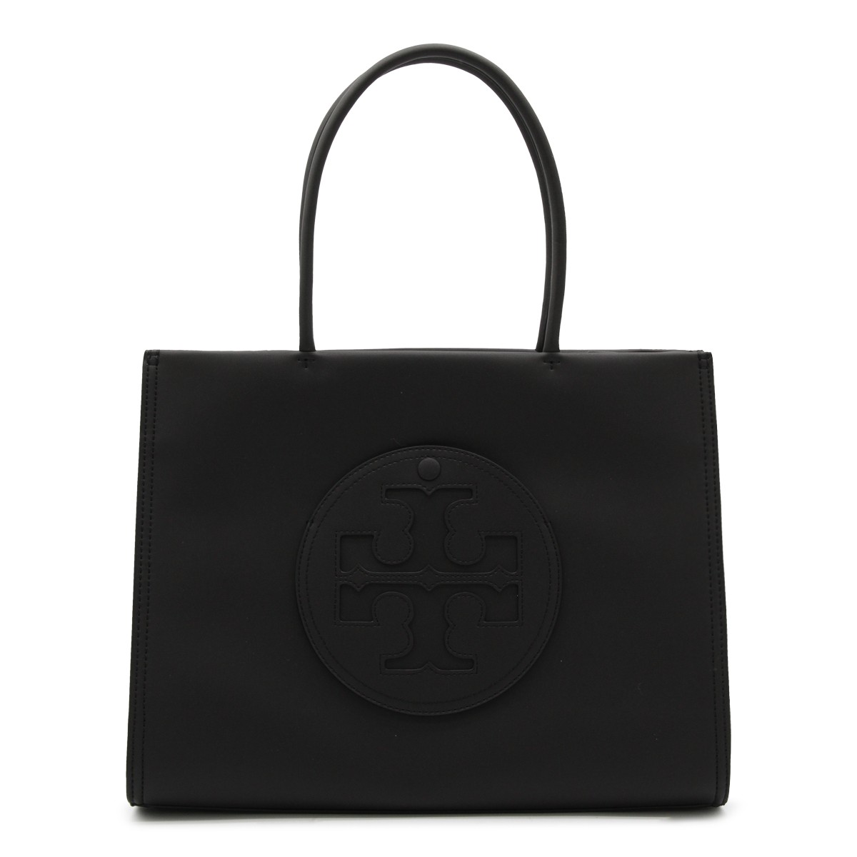 BLACK FAUX LEATHER ELLA SMALL TOTE BAG