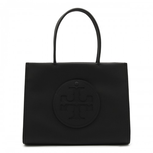 BLACK FAUX LEATHER ELLA SMALL TOTE BAG