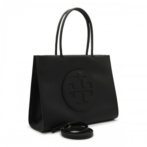 BLACK FAUX LEATHER ELLA SMALL TOTE BAG