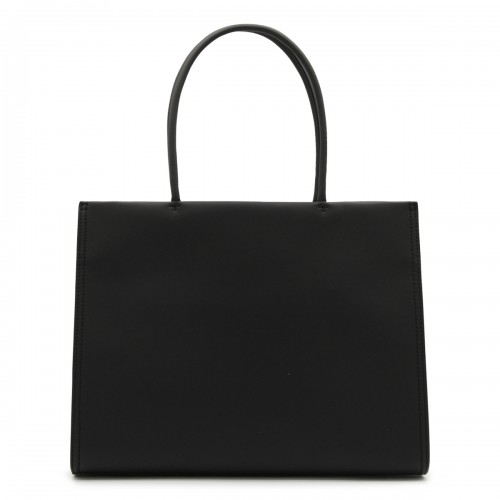 BLACK FAUX LEATHER ELLA SMALL TOTE BAG