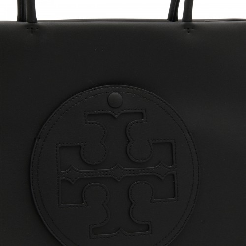 BLACK FAUX LEATHER ELLA SMALL TOTE BAG