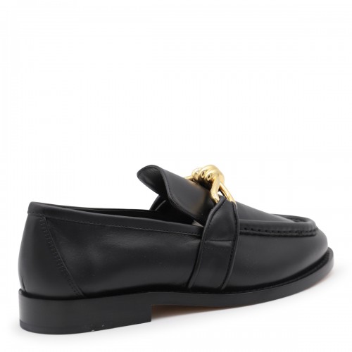 BLACK LEATHER FLATS