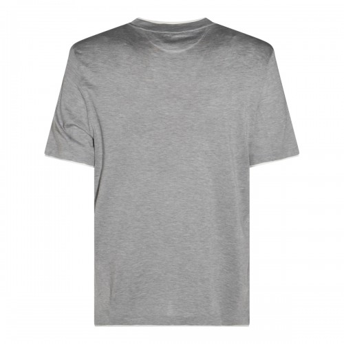 GREY COTTON AND SILK T-SHIRT