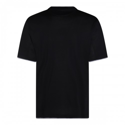 BLACK COTTON AND SILK T-SHIRT