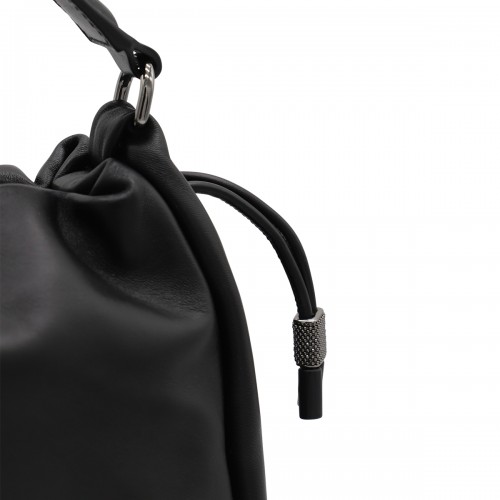 BLACK LEATHER CROSSBODY BAG