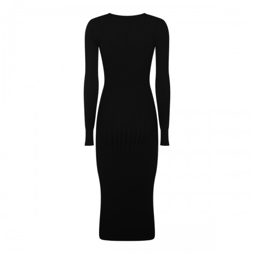 BLACK VISCOSE MIDI DRESS