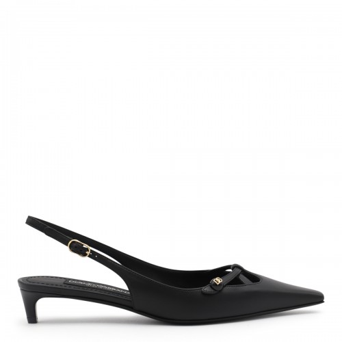 BLACK LEATHER LUNE SLING 85 PUMPS