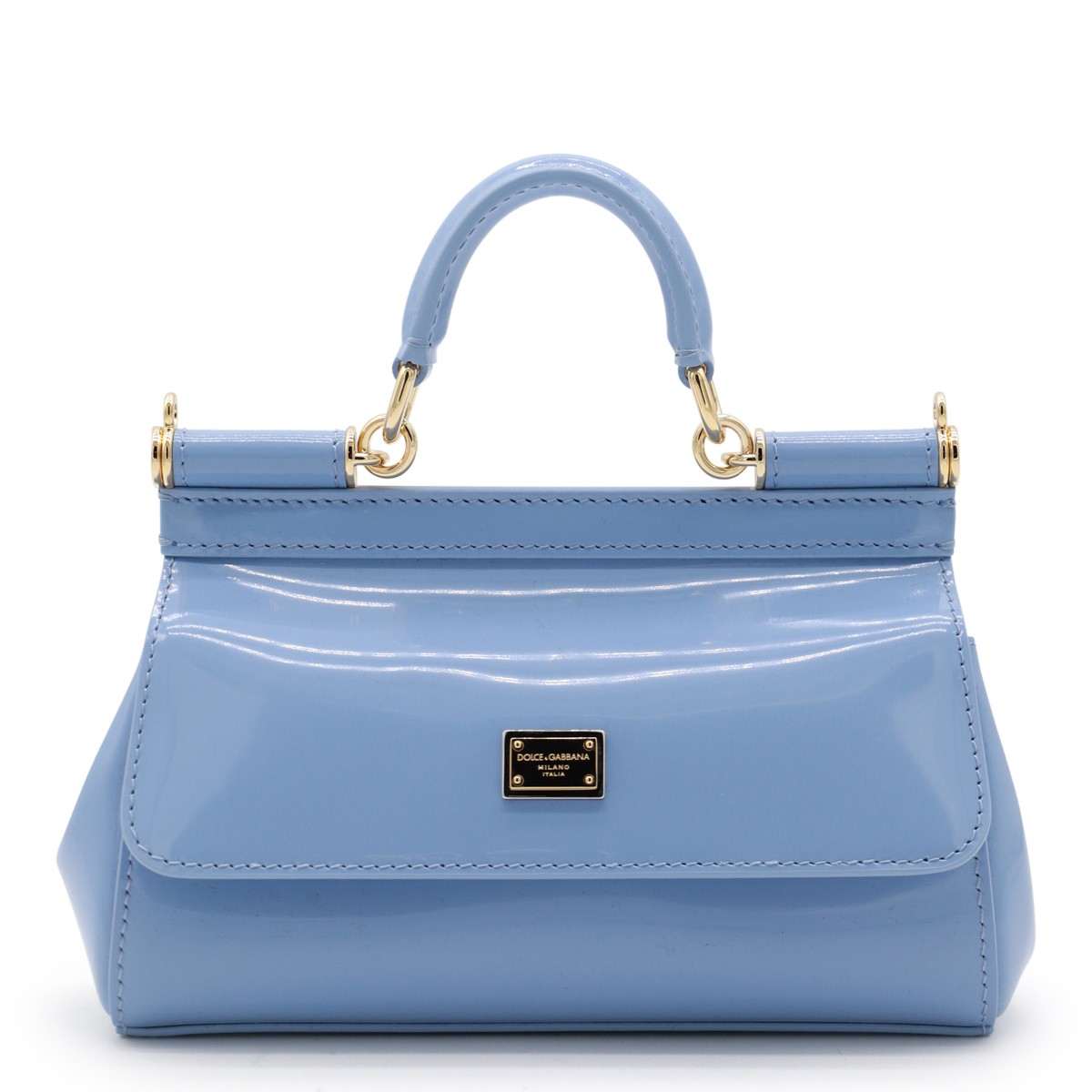 LIGTH BLUE LEATHER SICILY TOP HANDLE BAG