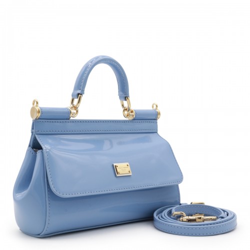 LIGTH BLUE LEATHER SICILY TOP HANDLE BAG