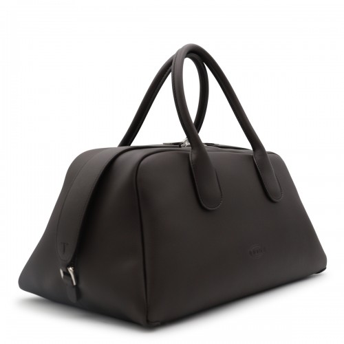 BLACK LEATHER TOP HANDLE BAG