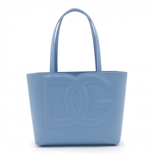 LIGHT BLUE LEATHER TOP HANDLE BAG