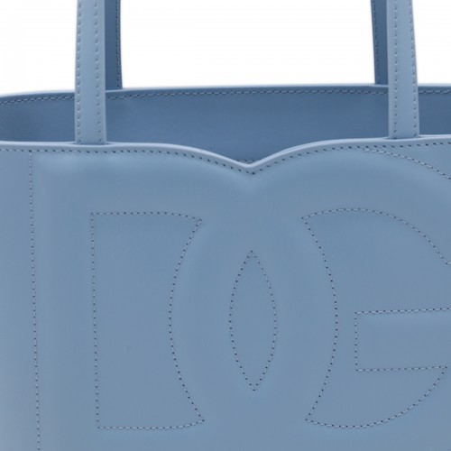 LIGHT BLUE LEATHER TOP HANDLE BAG