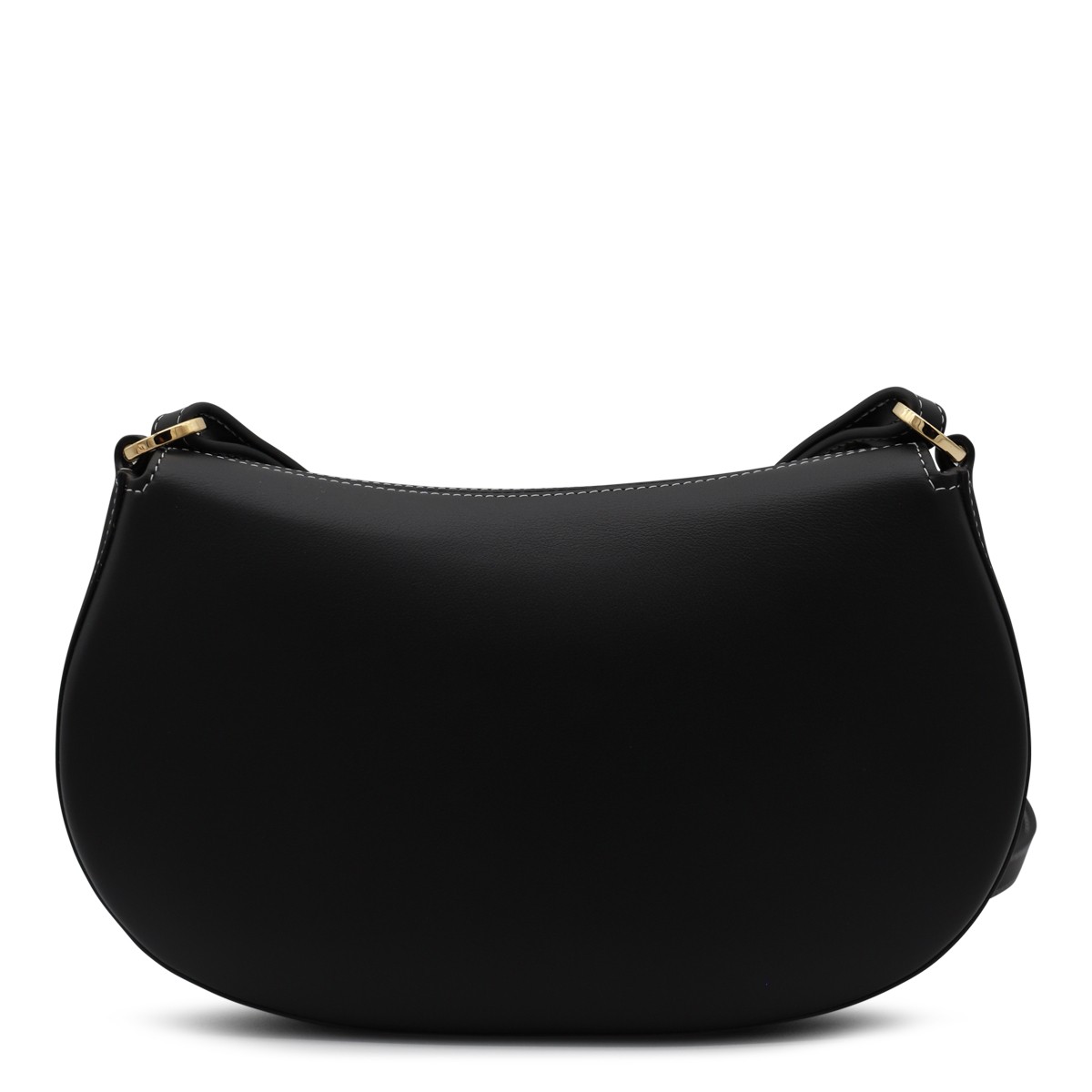 BLACK LEATHER OVHAL SHOULDER BAG BLACK LEATHER OVHAL SHOULDER BAG