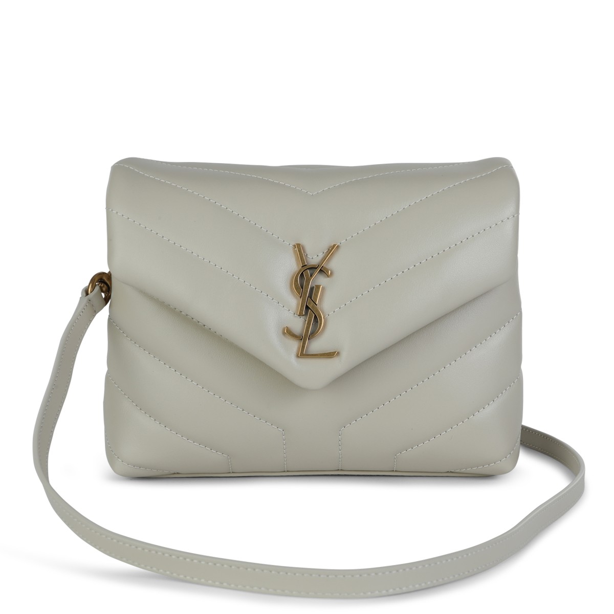 WHITE LEATHER LOULOU SHOULDER BAG