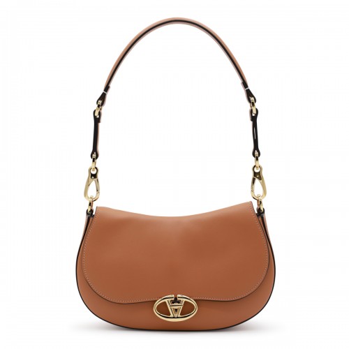 BROWN LEATHER OVHAL...