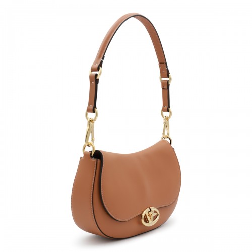 BROWN LEATHER OVHAL SHOULDER BAG