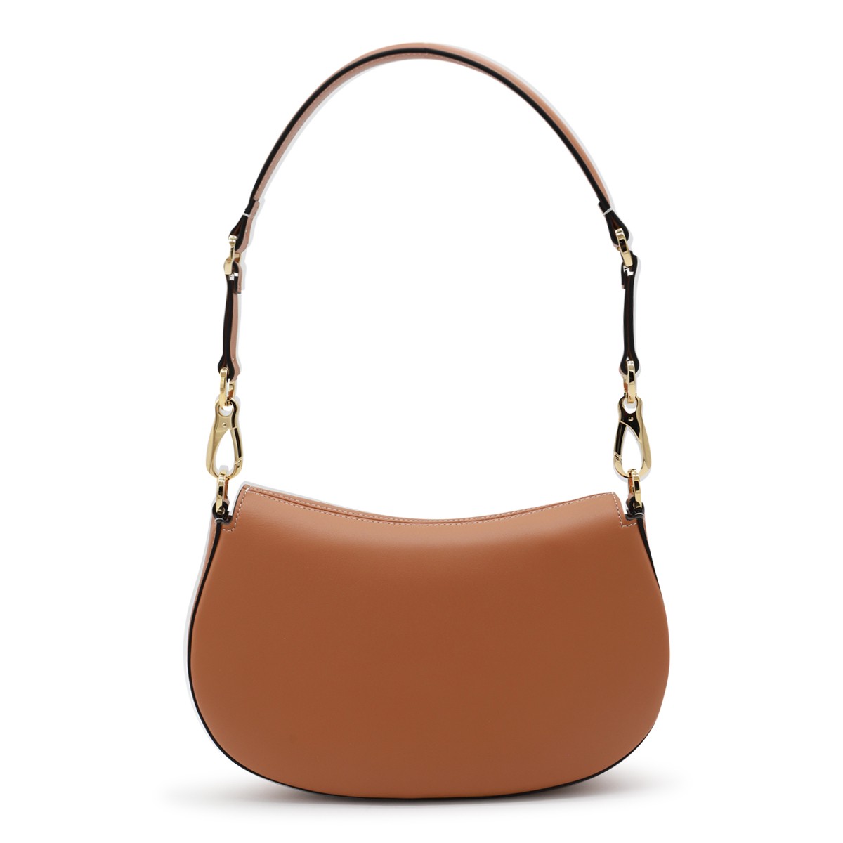 BROWN LEATHER OVHAL SHOULDER BAG BROWN LEATHER OVHAL SHOULDER BAG