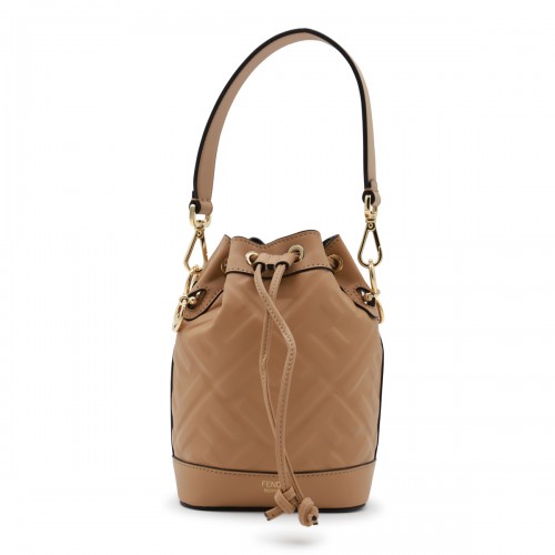 BEIGE LEATHER MINI MON TRESOR BAG